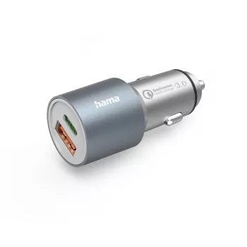 Automobilinis įkroviklis Hama 00201639 sidabrinis, USB-C / USB-A, 38 W, greitasis įkrovimas
