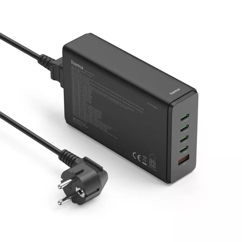 Įkrovimo stotelė HAMA 201977, 240W, 4× USB-C, 1× USB-A, juoda