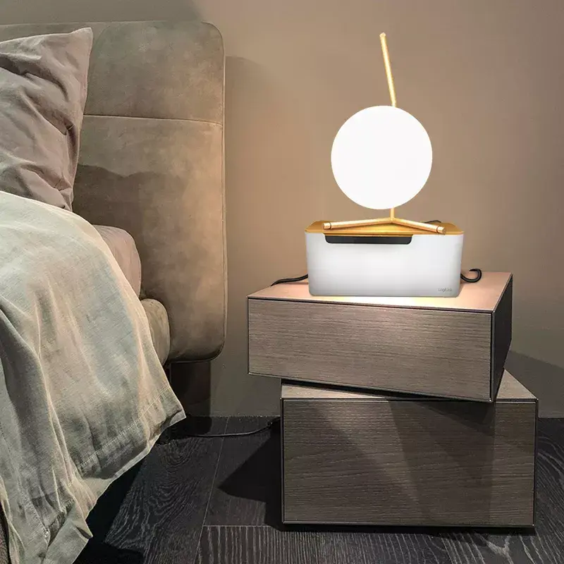 LogiLink KAB0075 dėklas laidams slėpti su bambukiniu dangteliu, baltas