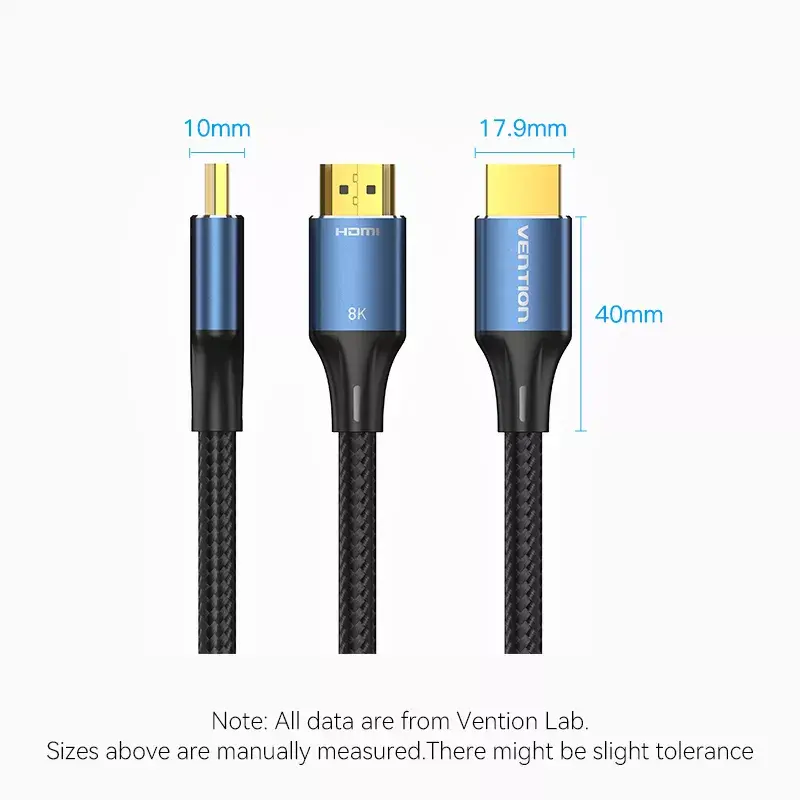 Vention medvilniniu pynimu HDMI 2.1 kabelis, 8K 60Hz/4K 120Hz, M/M, 3 m, mėlynas