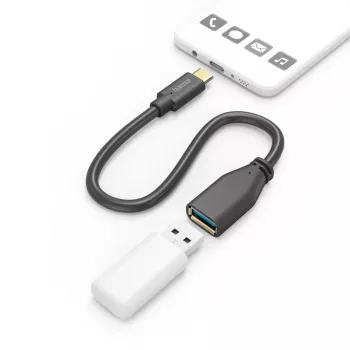Hama 00201605 USB laidas USB 3.2 Gen 1 (3.1 Gen 1) 0,15 m USB C USB A juodas