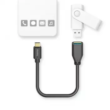 Hama 00201605 USB laidas USB 3.2 Gen 1 (3.1 Gen 1) 0,15 m USB C USB A juodas