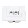 Intellinet 2 prievadų Cat6 10G ekranuota RJ45 sieninė jungtis su dangteliu, STP, signalinė balta RAL9003