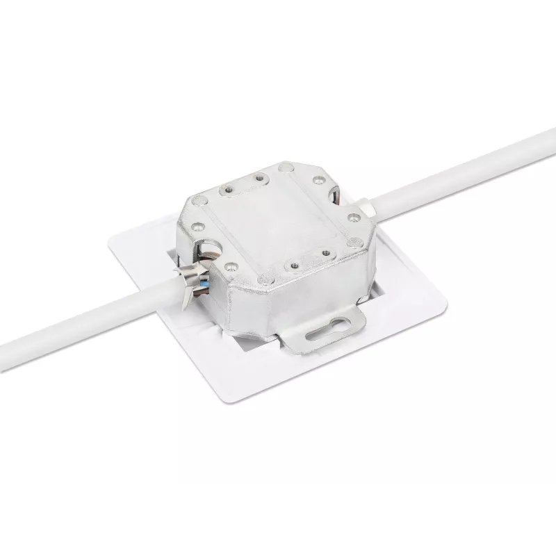 Intellinet 2 prievadų Cat6 10G ekranuota RJ45 sieninė jungtis su dangteliu, STP, signalinė balta RAL9003