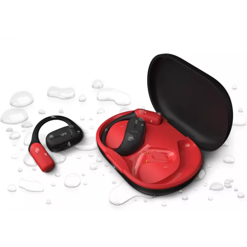 Philips 6000 serijos TAA6709BK/00 ausinės / laisvų rankų įranga True Wireless Stereo (TWS) Ausų kabliukai Sportinės Bluetooth Juoda, Raudona