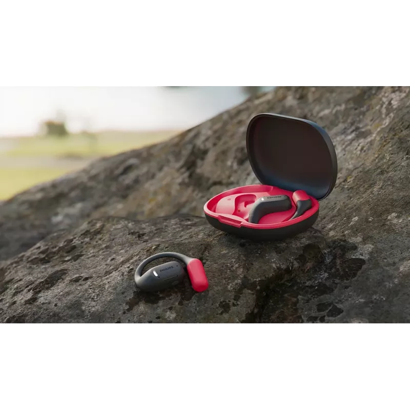 Philips 6000 serijos TAA6709BK/00 ausinės / laisvų rankų įranga True Wireless Stereo (TWS) Ausų kabliukai Sportinės Bluetooth Juoda, Raudona