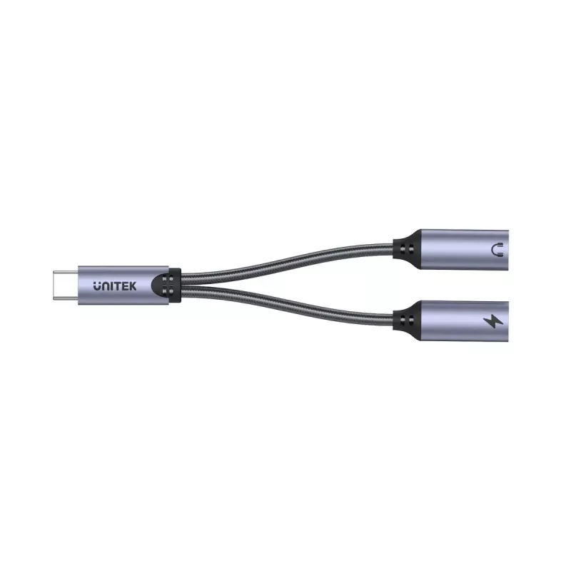 Garso adapteris UNITEK M206A USB Type-C aliuminis juodai pilkas