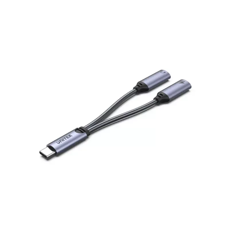 Garso adapteris UNITEK M206A USB Type-C aliuminis juodai pilkas