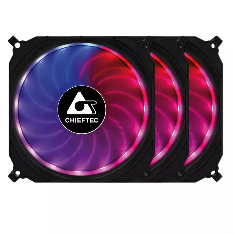 Chieftec CF-3012-RGB aušinimo sistemos komplektas, kompiuterio korpuso ventiliatorius 12 cm, juodas