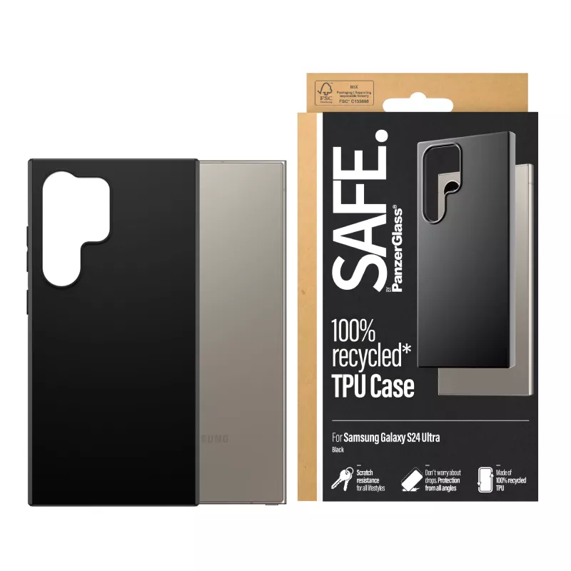 PanzerGlass SAFE TPU dėklas Samsung Galaxy S24 Ultra skaidrus juodas