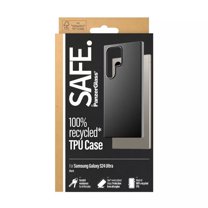 PanzerGlass SAFE TPU dėklas Samsung Galaxy S24 Ultra skaidrus juodas