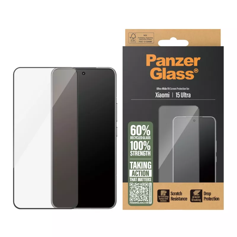 PanzerGlass apsauginis stiklas Xiaomi 15 Ultra Ultra-Wide Fit, atsparus įbrėžimams ir smūgiams