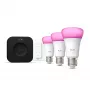 Philips Hue White and Colour Ambience pradinis rinkinys – 3 E27 išmaniosios lemputės, reguliatorius, Bridge Pro, Bluetooth / Zigbee