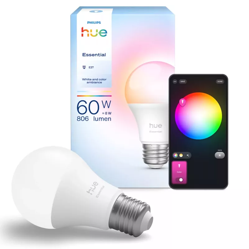 Philips Hue White and colour ambience Essential A60 – E27 išmanioji lemputė – 806 lm – 8 W