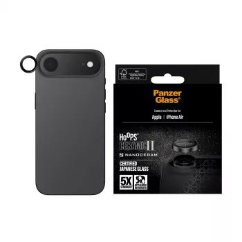 PanzerGlass Hoops Ceramic II apsauginis fotoaparatų lęšių stikliukas iPhone Air, juodas