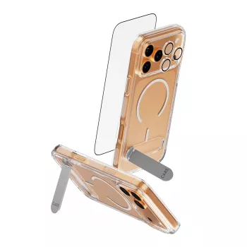 Apsauginis stiklas ir dėklas PanzerGlass CARE 3-in-1 Feature Kick, skirtas iPhone 17 Pro Max – grūdintas stiklas, PET, silikonas, permatomas