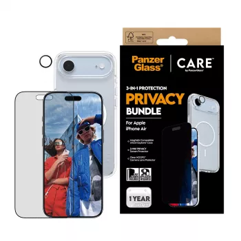 PanzerGlass CARE apsauginis dėklas iPhone 17 Air – Privacy 3-in-1