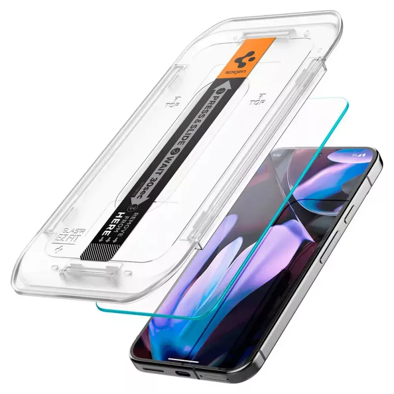Spigen stiklinis ekrano apsauginis stikliukas EZ Fit GLAS.tR Slim, skirtas Google Pixel 9 / 9 Pro