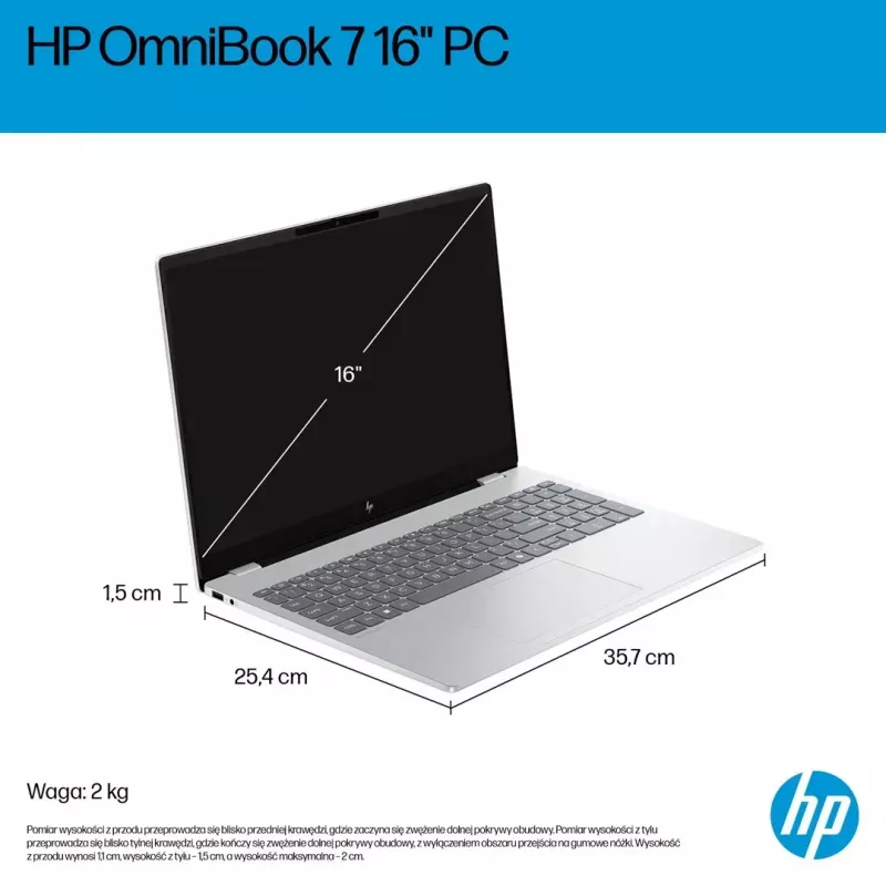 Nešiojamas kompiuteris HP OmniBook 7 16-az0222nw 16 colių Core 5 210H 16GB 512GB Win11Home