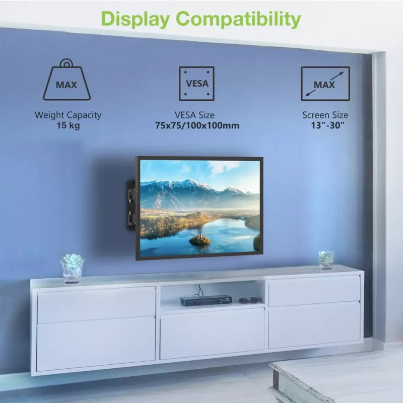 Techly sieninis laikiklis LCD LED 13-30 colių, pasukamas, 2 jungtys, juodas ICA-LCD 923B