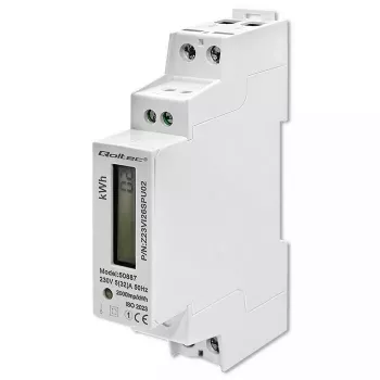 Vienfazis elektros energijos skaitiklis QOLTEC 50887 1 fazė 230V LCD plonas