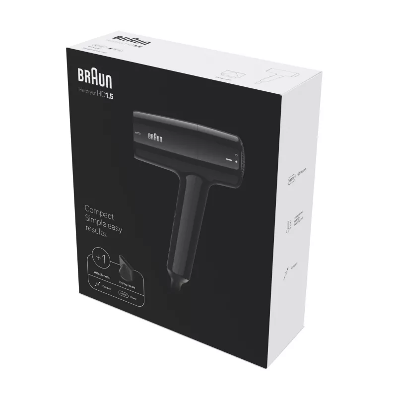 Plaukų džiovintuvas BRAUN BRHD150E 1500 W, kompaktiškas, sulankstoma rankena