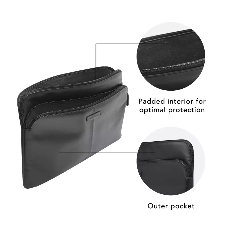 Dėklas odinis dbramante1928 Skagen Pro+ MacBook Pro 14 colių / iki 14 colių – Juodas, 35,6 cm, 1 priekinė kišenė