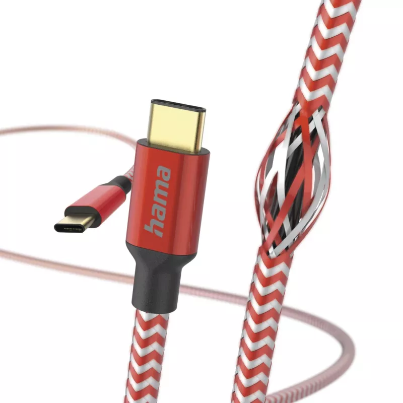 Hama Reflective USB kabelis USB 2.0 1,5 m USB-C raudonas