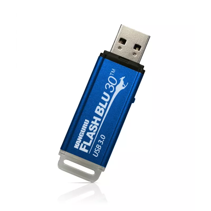 Kanguru FlashBlu30 SuperSpeed USB3.0 64GB |Saugus USB atmintukas| Fizinis rašymo apsaugos jungiklis | Suderinamas su Windows „Ready Boost“