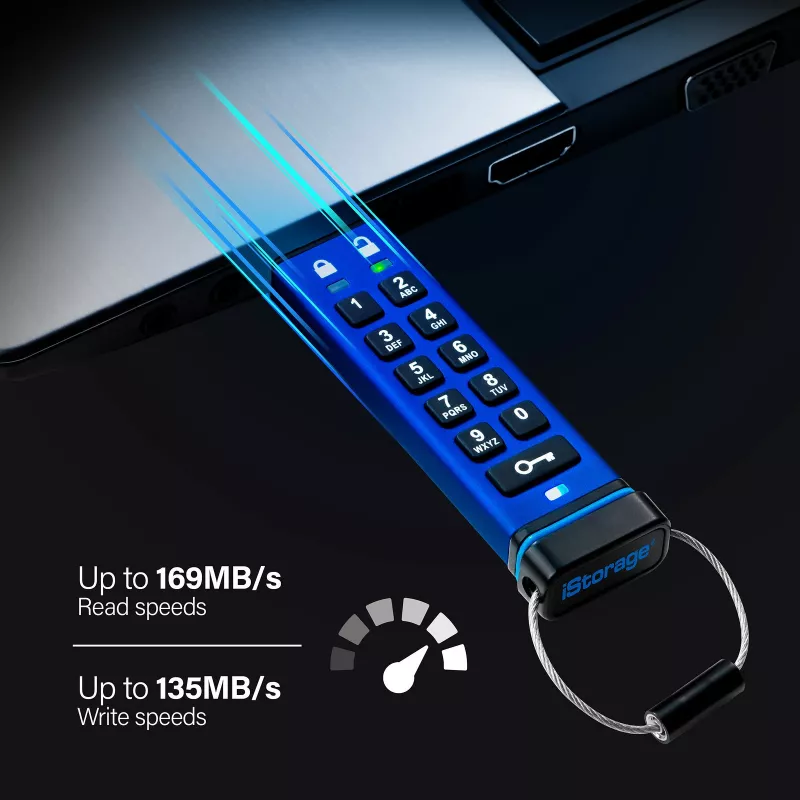iStorage datAshur PRO 256 bit 32 GB USB 3.0 šifruota atmintinė IS-FL-DA3-256-32