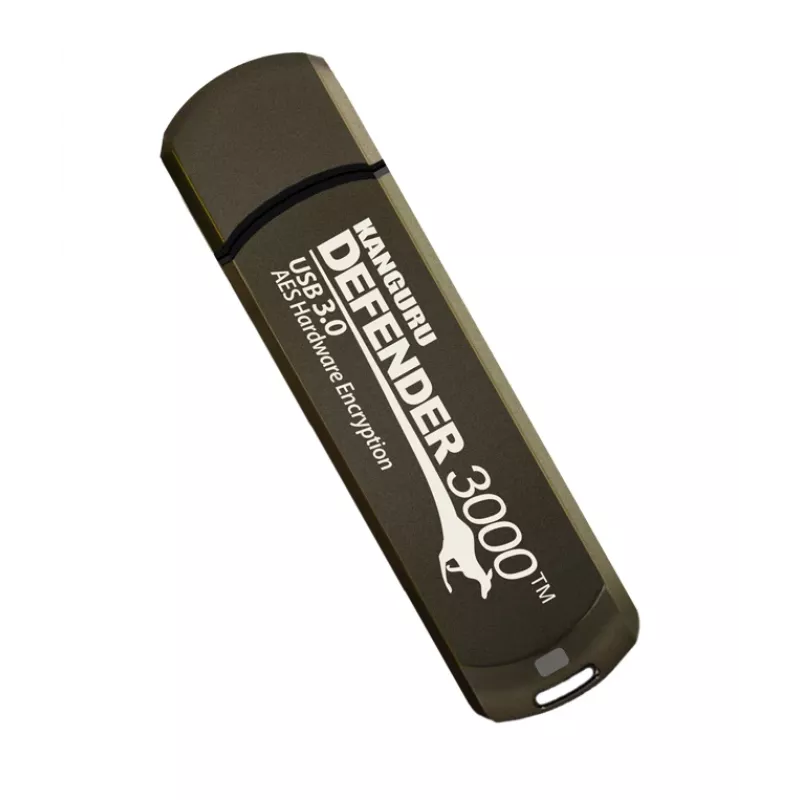 Kanguru Defender 3000™ SuperSpeed USB 3.0 64 GB | Saugus USB atmintukas | FIPS 140-3 Level 3 laukiamas, FIPS 140-2 Level 3 sertifikuotas | AES-XTS 256 bitų aparatinė šifracija | TAA atitikmuo