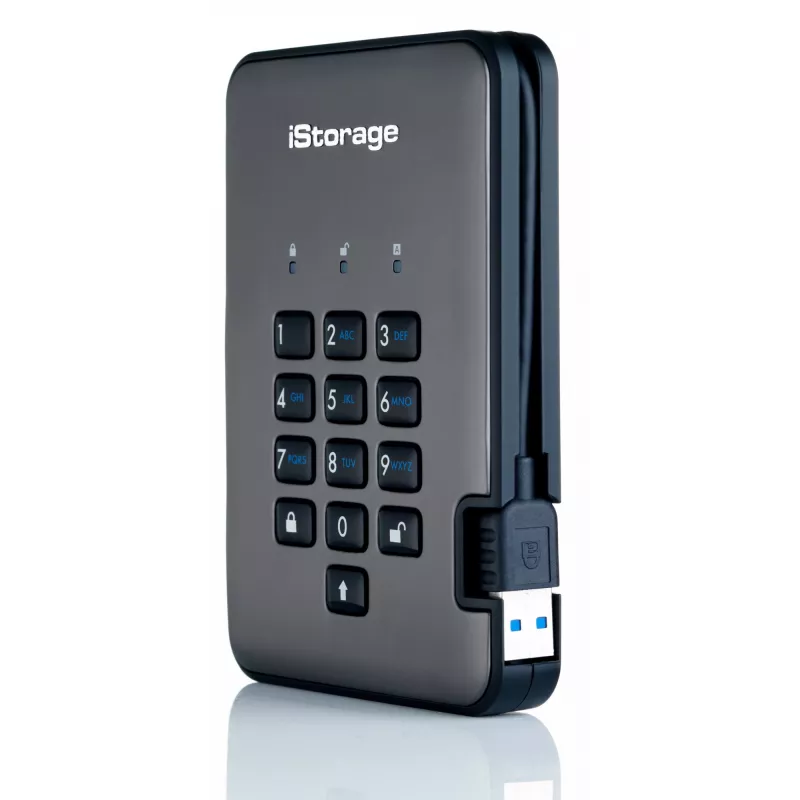 iStorage diskAshur PRO² HDD 500GB – saugus nešiojamas kietasis diskas su PIN apsauga