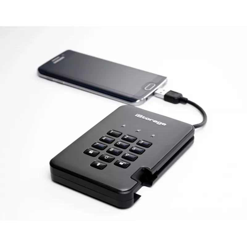 iStorage diskAshur PRO² HDD 500GB – saugus nešiojamas kietasis diskas su PIN apsauga