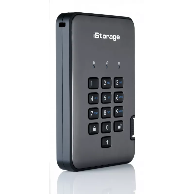 iStorage diskAshur PRO2 512GB 2,5 colio SSD išorinis diskas su USB 3.2 ir PIN klaviatūra IS-DAP2-256-SSD-512-C-G