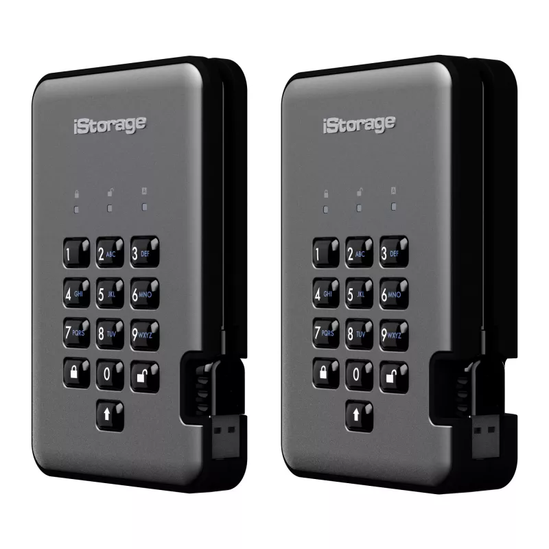 iStorage diskAshur PRO2 512GB 2,5 colio SSD išorinis diskas su USB 3.2 ir PIN klaviatūra IS-DAP2-256-SSD-512-C-G
