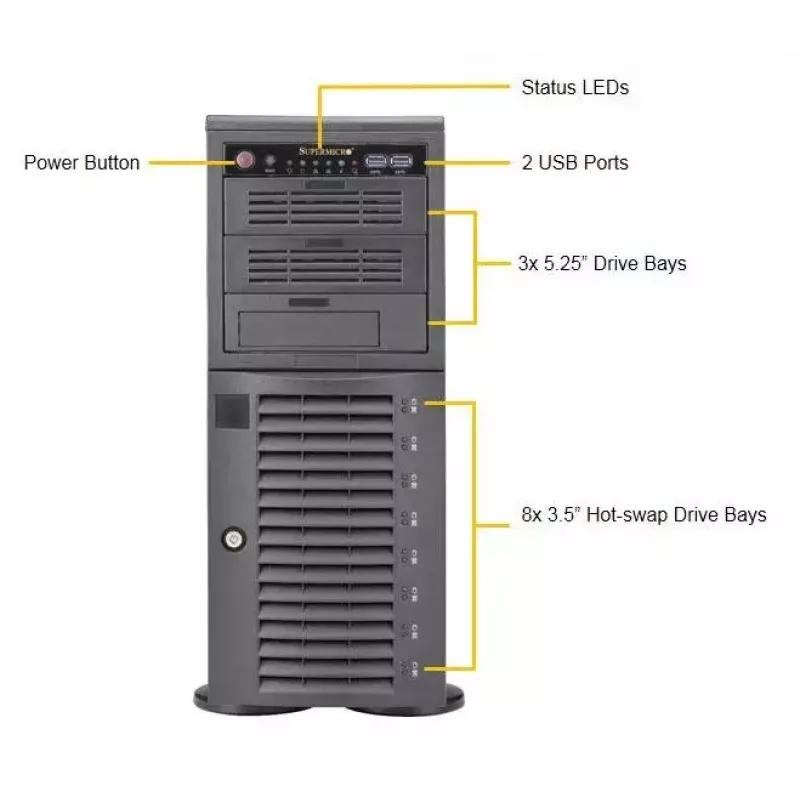 Kompiuterio korpusas Supermicro SuperWorkstation 7049A-T stelažinis 4U juodas