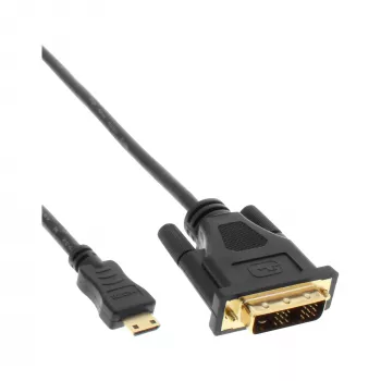 InLine Mini-HDMI į DVI laidas, HDMI C kištukas į DVI 18+1 kištuką, paauksuotas, 2m