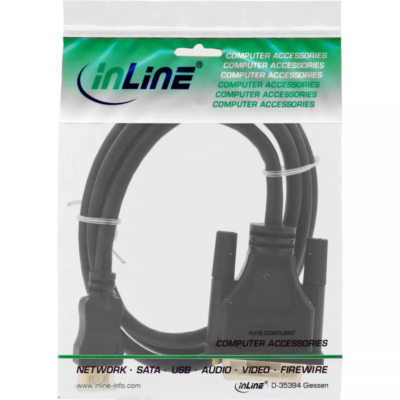 InLine Mini-HDMI į DVI laidas, HDMI C kištukas į DVI 18+1 kištuką, paauksuotas, 2m