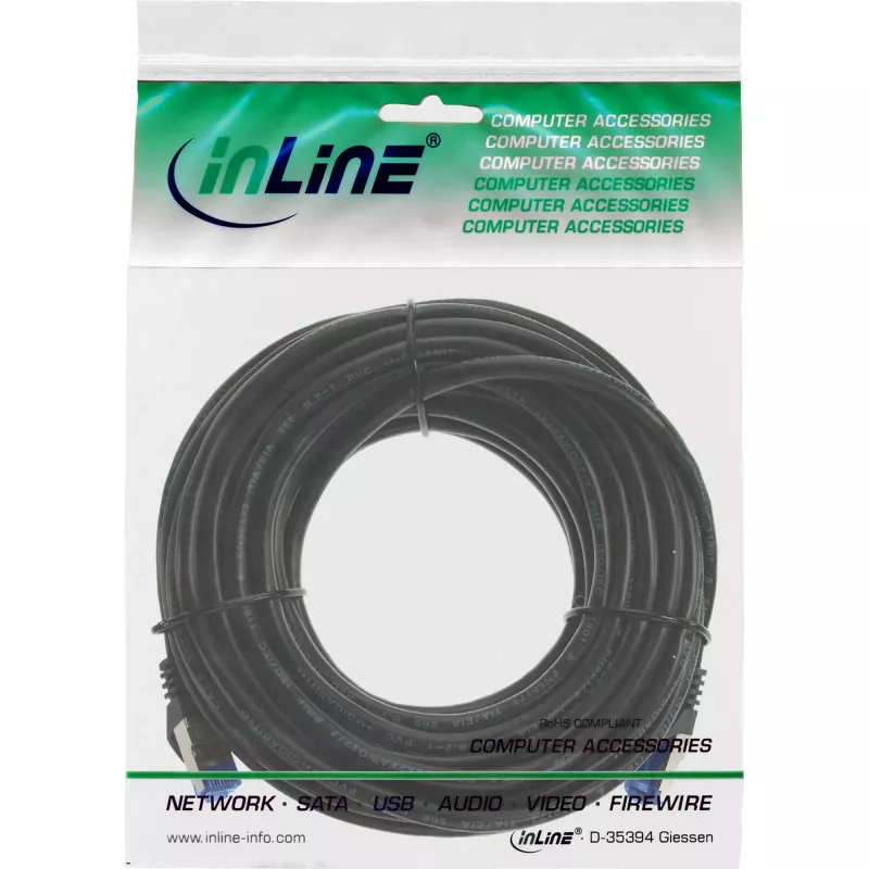 InLine Patch kabelis, Cat.6A, S/FTP, PUR pramoninis, juodas, 5m