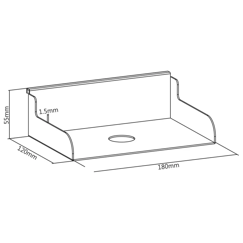 InLine Slatwall Shelf maža balta 180 mm x 120 mm x 55 mm