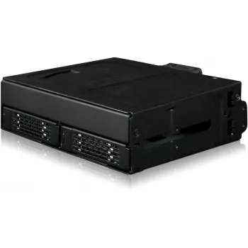 ICY DOCK ToughArmor MB105VP-B – U.2 į SlimSAS NVMe adapterinis korpusas, PCIe 4.0, 2x 2,5 colio diskams + 1x 5,25 colio lizdas