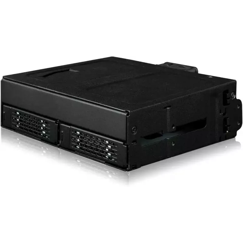 ICY DOCK ToughArmor MB105VP-B – U.2 į SlimSAS NVMe adapterinis korpusas, PCIe 4.0, 2x 2,5 colio diskams + 1x 5,25 colio lizdas