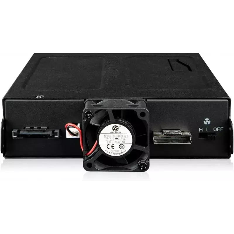 ICY DOCK ToughArmor MB105VP-B – U.2 į SlimSAS NVMe adapterinis korpusas, PCIe 4.0, 2x 2,5 colio diskams + 1x 5,25 colio lizdas