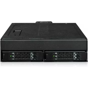 ICY DOCK ToughArmor MB105VP-B – U.2 į SlimSAS NVMe adapterinis korpusas, PCIe 4.0, 2x 2,5 colio diskams + 1x 5,25 colio lizdas