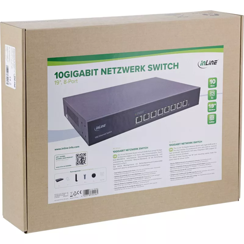 InLine 32308A tinklo jungiklis nevaldomas 10G Ethernet (100/1000/10000) Juodas