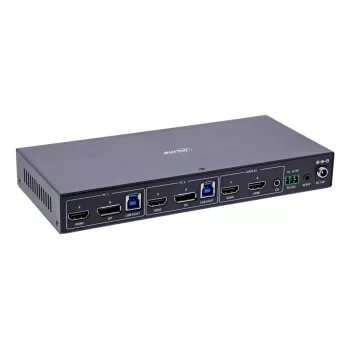 InLine 57885G KVM jungiklis, 2 prievadai, HDMI & DisplayPort, 4K@60Hz, dviejų monitorių, montavimui į stelažą, juodas