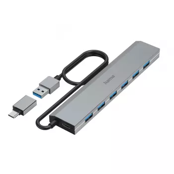 Hama 00200137 USB 3.2 Gen 1 (3.1 Gen 1) tipo A + tipo C 7 prievadų šakotuvas, 5000 Mbit/s, antracitas