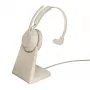 Jabra Evolve2 65 USB-C UC Chrg stand Mono - Smėlinė, belaidė, skirta biurui ir skambučių centrams, 20–20000 Hz, 99,2 g, ausinės, smėlinė