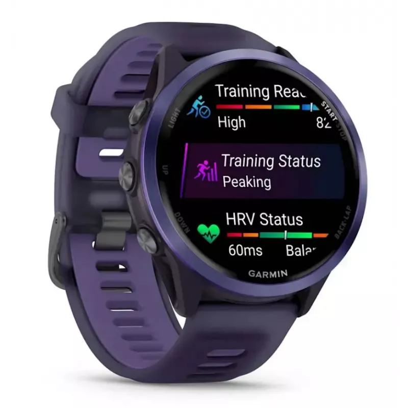 Išmanusis laikrodis GARMIN Forerunner 570 47 mm — 1,4 colio AMOLED 454×454, liečiamas ekranas, Wi‑Fi, GPS, 8 GB, violetinis, 50 g