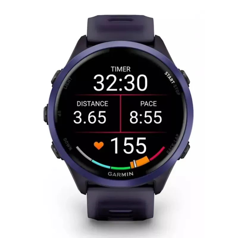 Išmanusis laikrodis GARMIN Forerunner 570 47 mm — 1,4 colio AMOLED 454×454, liečiamas ekranas, Wi‑Fi, GPS, 8 GB, violetinis, 50 g